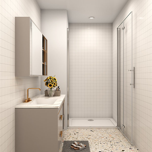 AICA porte de douche 76x185cm 6mm verre clair trempé sécurit