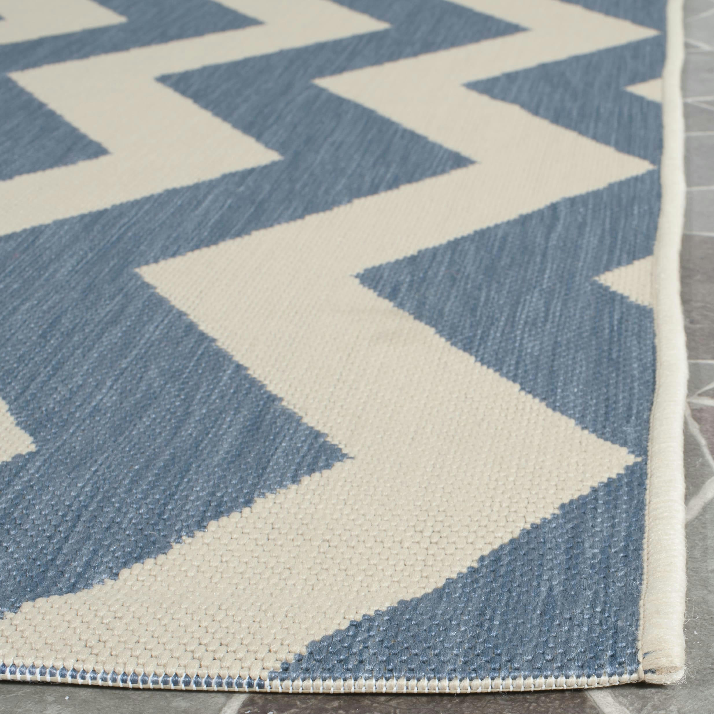 COURTYARD - Tapis interieur & exterieur en bleu & beige, 201 x 290 cm