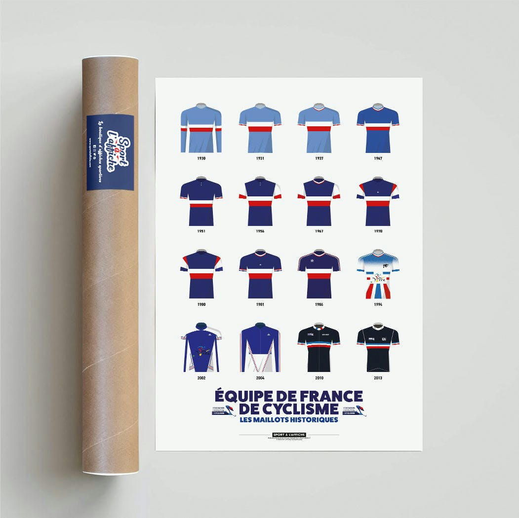 CYCLISME - Affiche Cyclisme - FFC - Maillots Historiques 30x40 cm