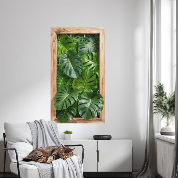 Naklejki dziury liście monstery 3D efekt na ścianę 46x80