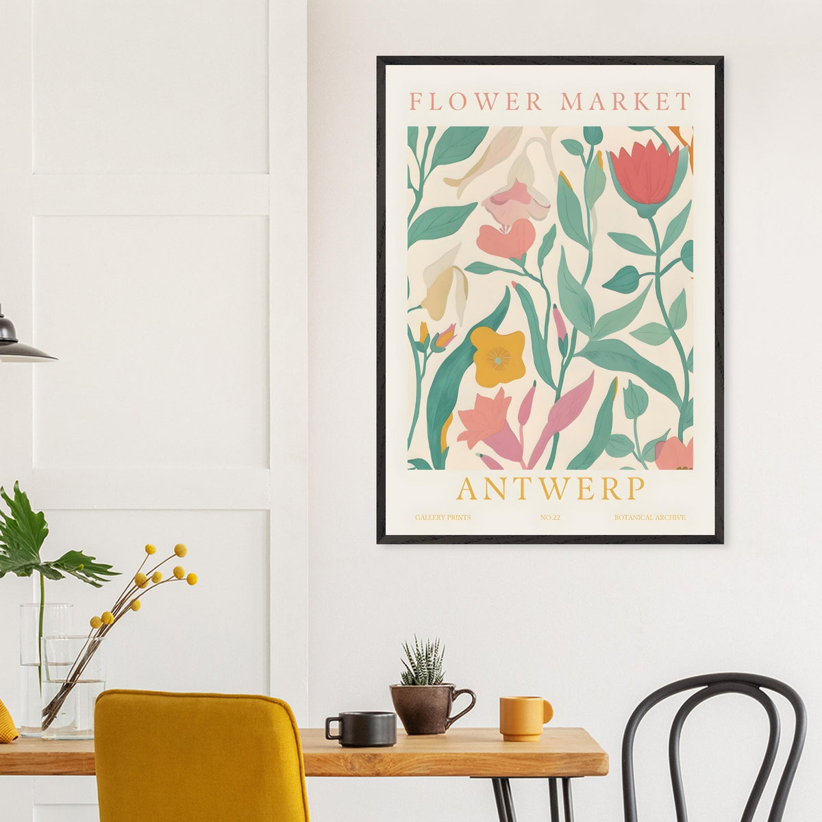 Artfulprints Poster Flower market - Antwerp  - 70x100 cm - Meerkleurig