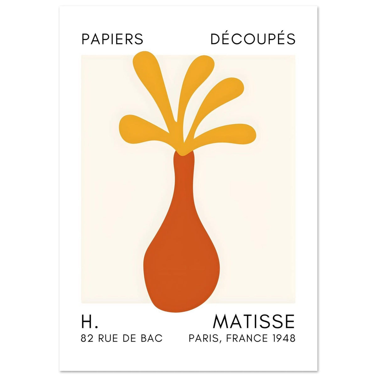 Artfulprints Poster Matisse - Ocean flower yellow  - A4 21x29.7 cm - Geel