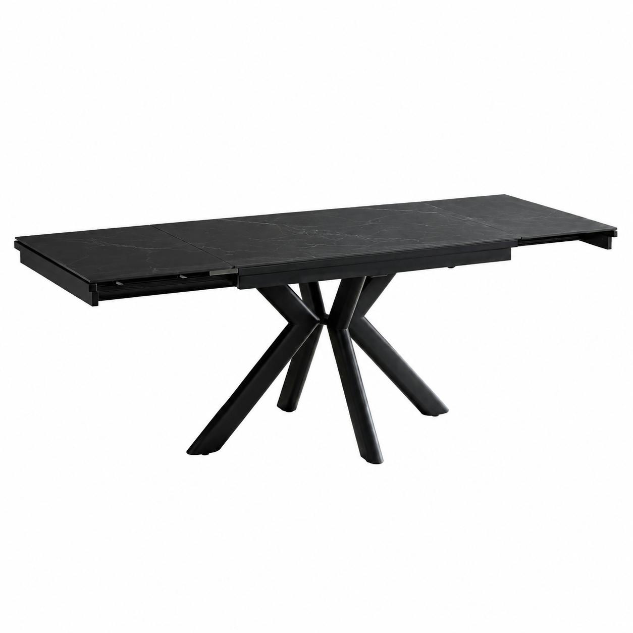 Table céramique extensible noire marbrée 120-220 cm LUGANO