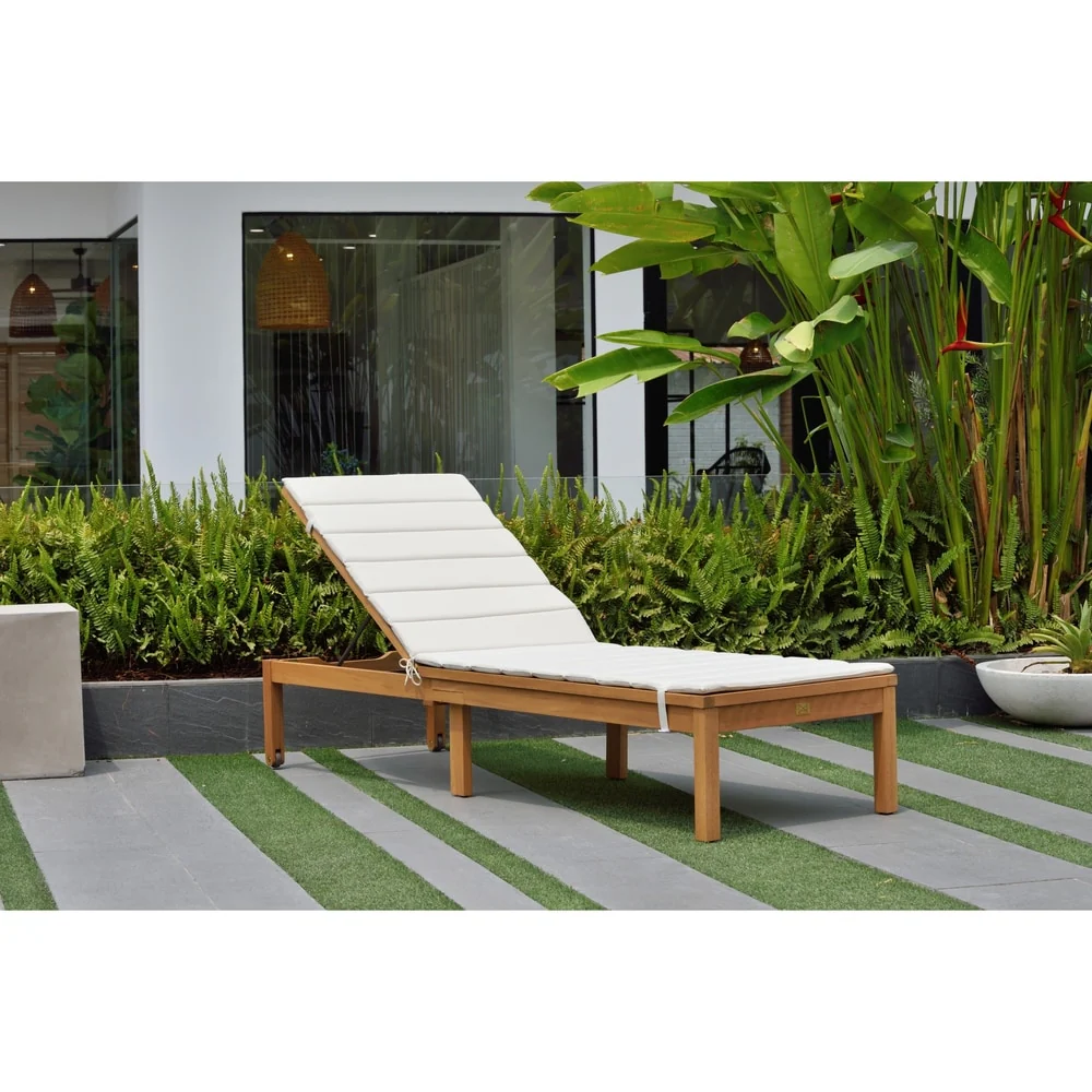 Amazonia Katia Eucalyptus/Teak Finish Outdoor Chaise Lounger with Grey Cushion