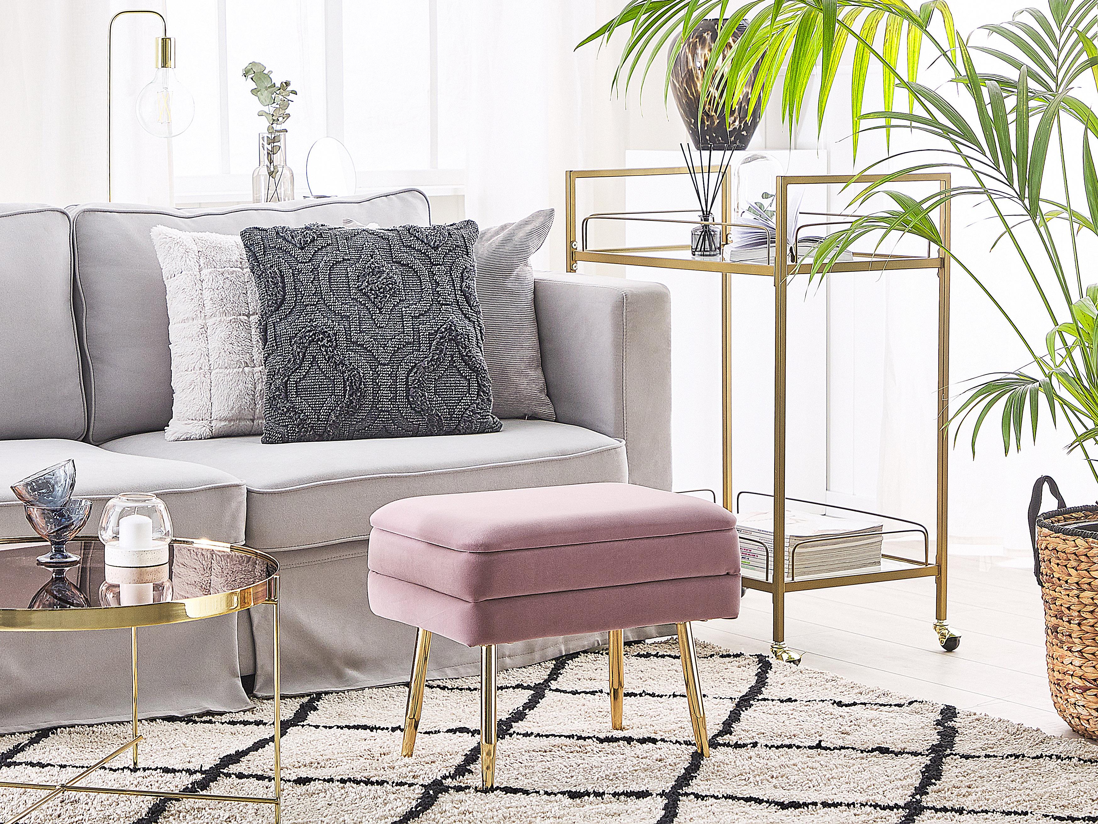 Upholstered Storage Bench ODESSA Velvet Pink