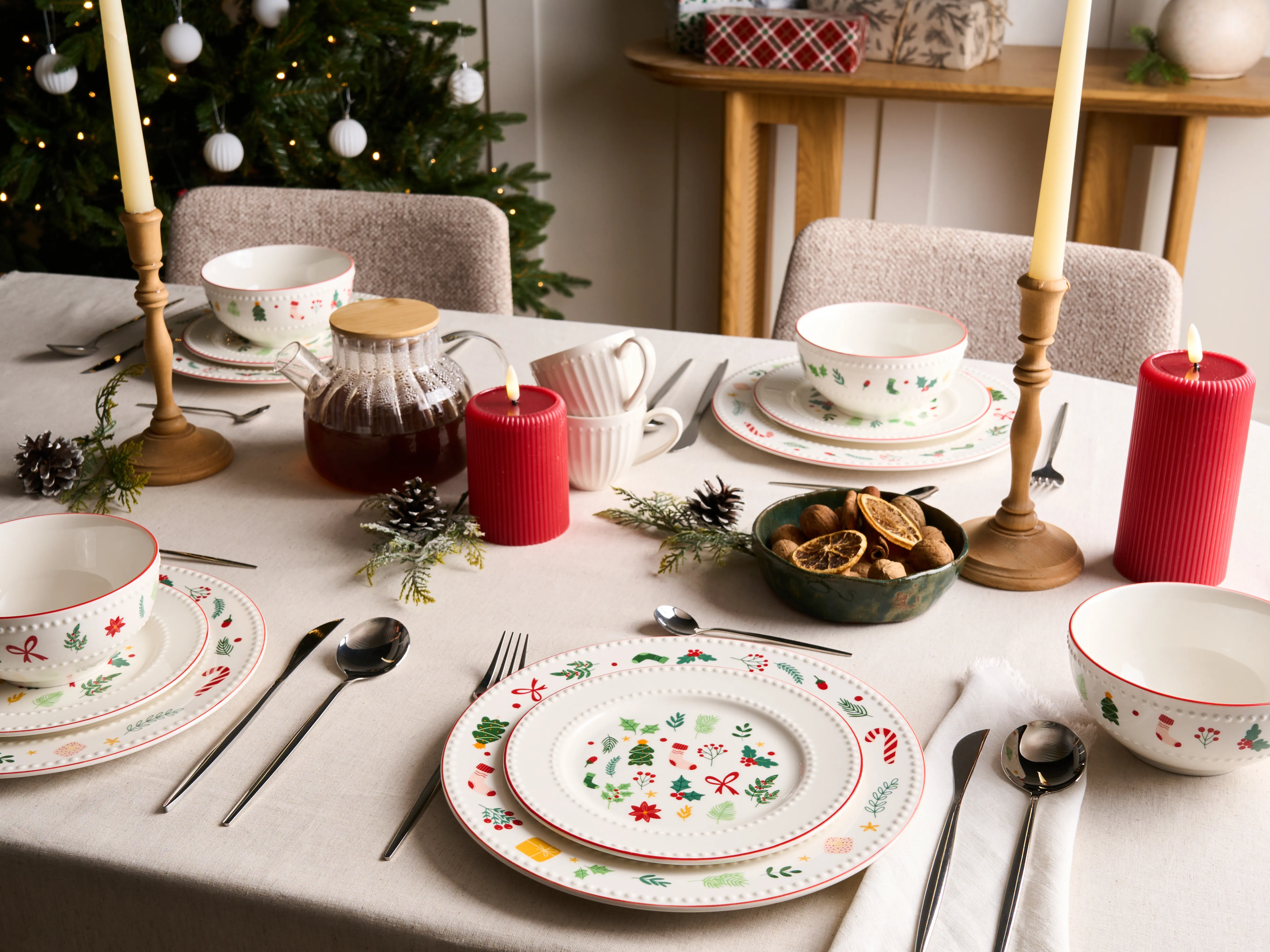 Set of 12 Dinnerware SAFFRON Porcelain White