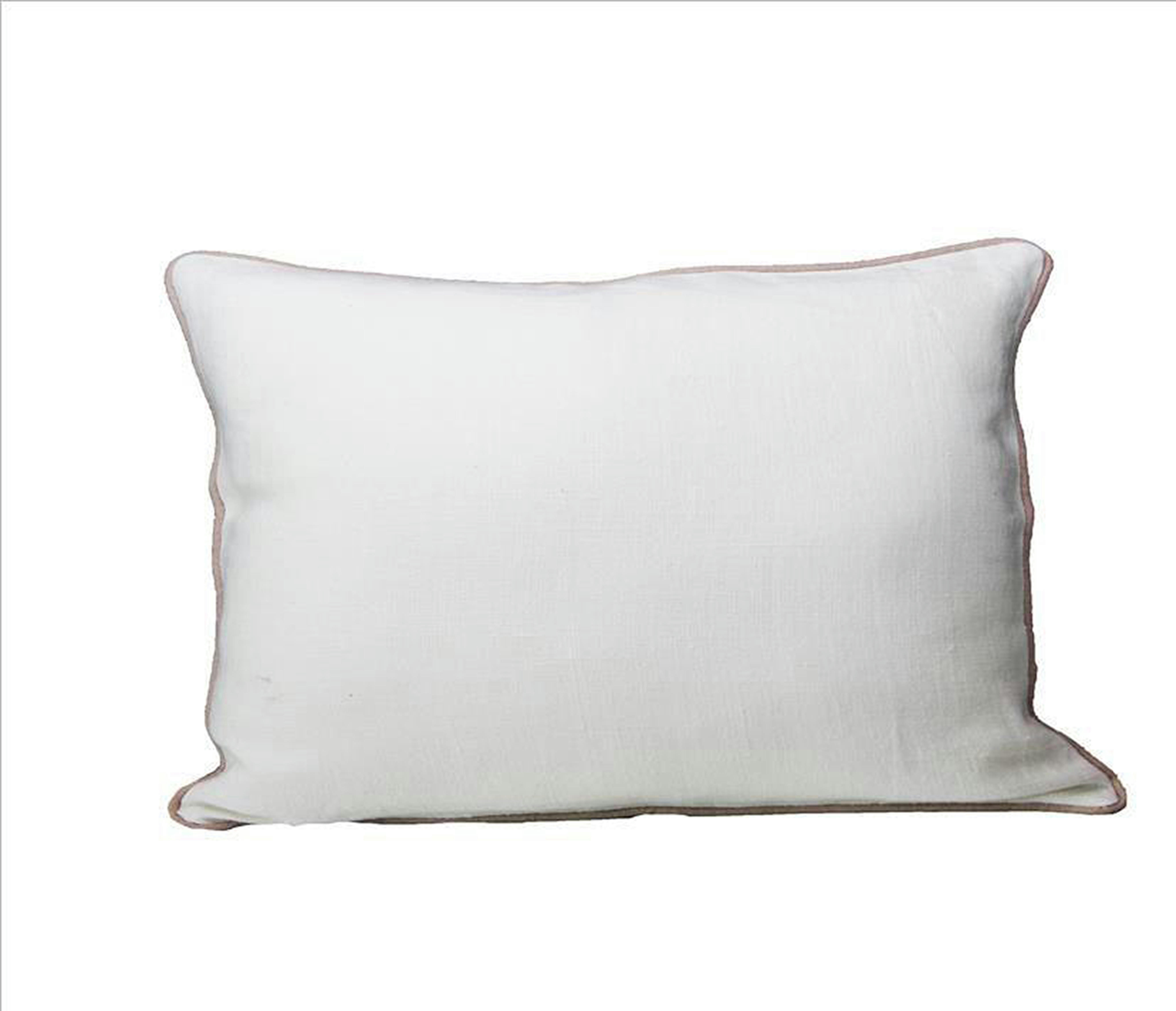 LINO 330 - Coussin uni bi-matières lin et coton lin blanc 80 x 50