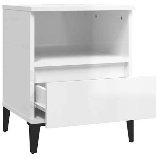 NNEVL Bedside Cabinets 2 pcs High Gloss White 40x35x50 cm