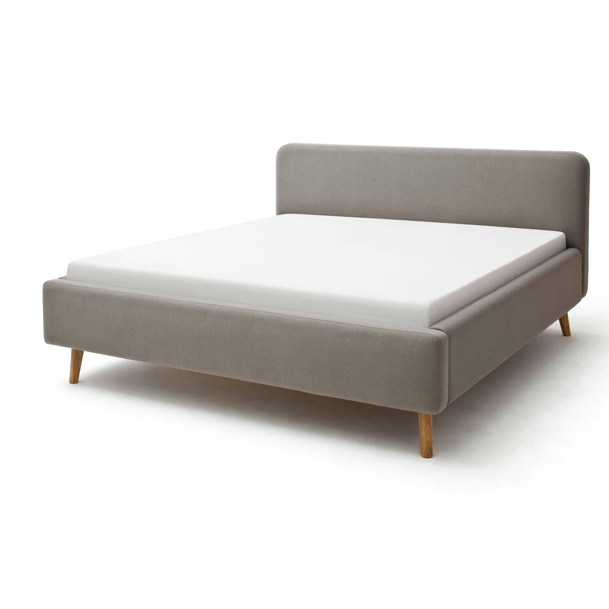 - Lit scandinave capitonné en tissu taupe 180x200