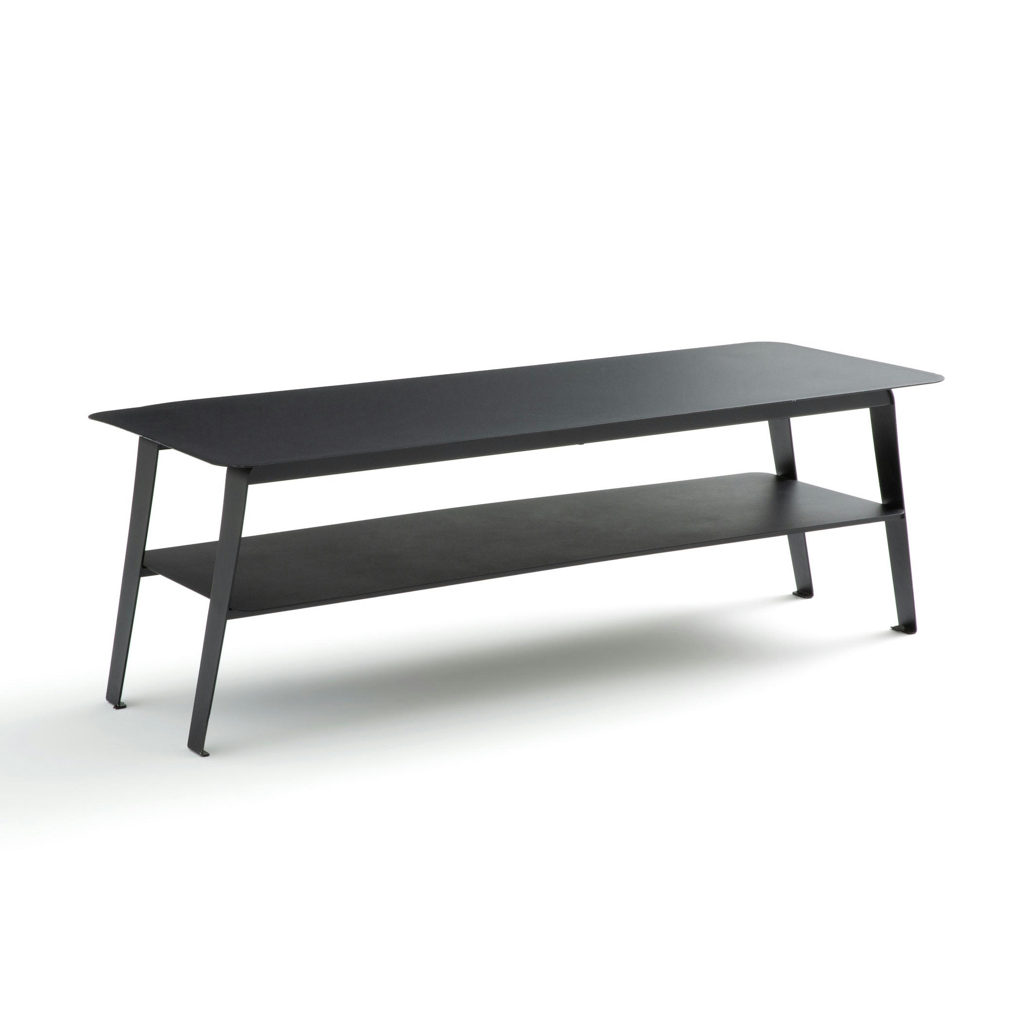 Table basse double plateaux en métal acier, Hiba