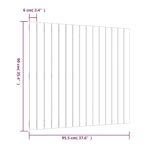 NNEVL Wall Headboard White 95.5x3x90 cm Solid Wood Pine