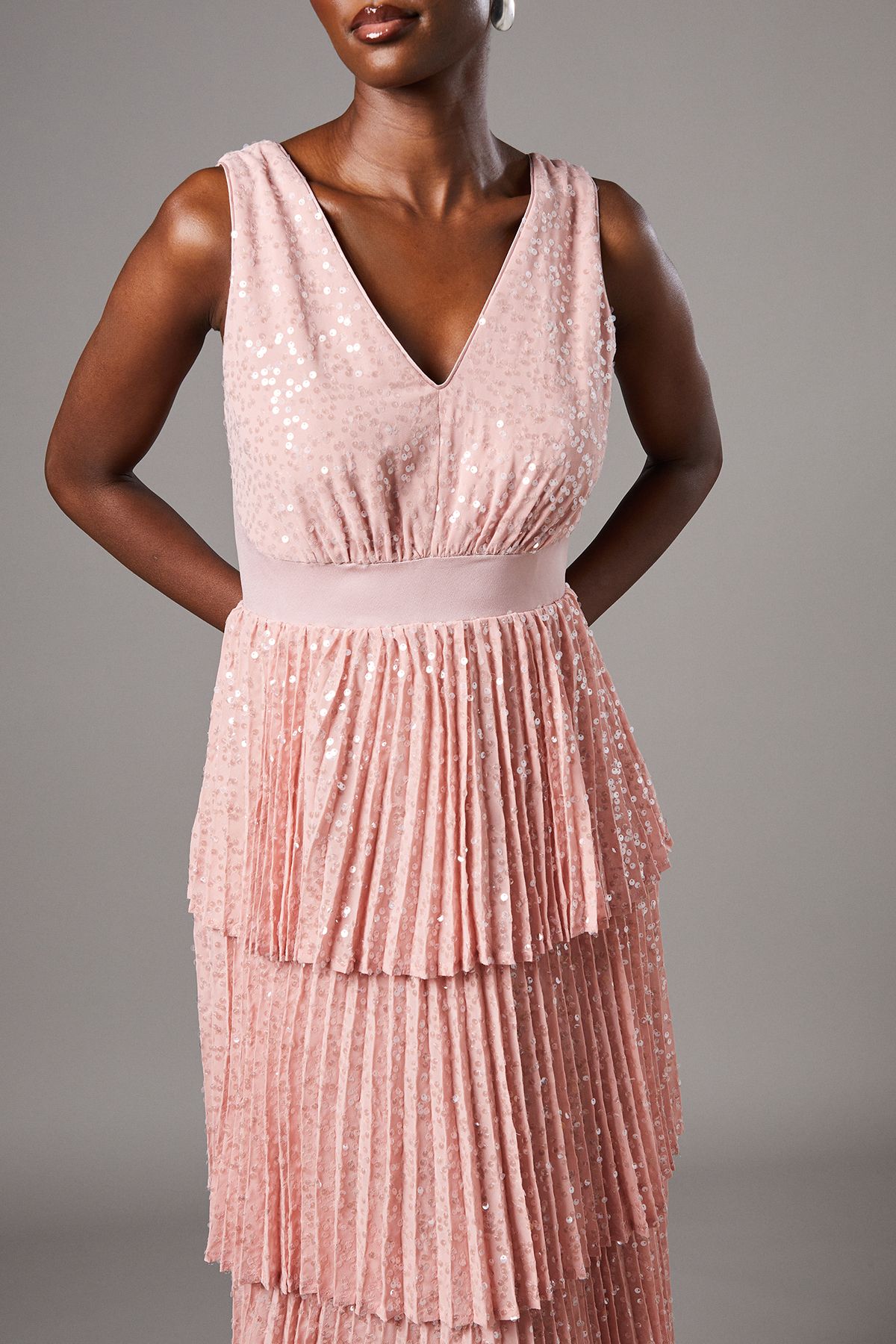 Coast Sequin Tiered Midi Dress