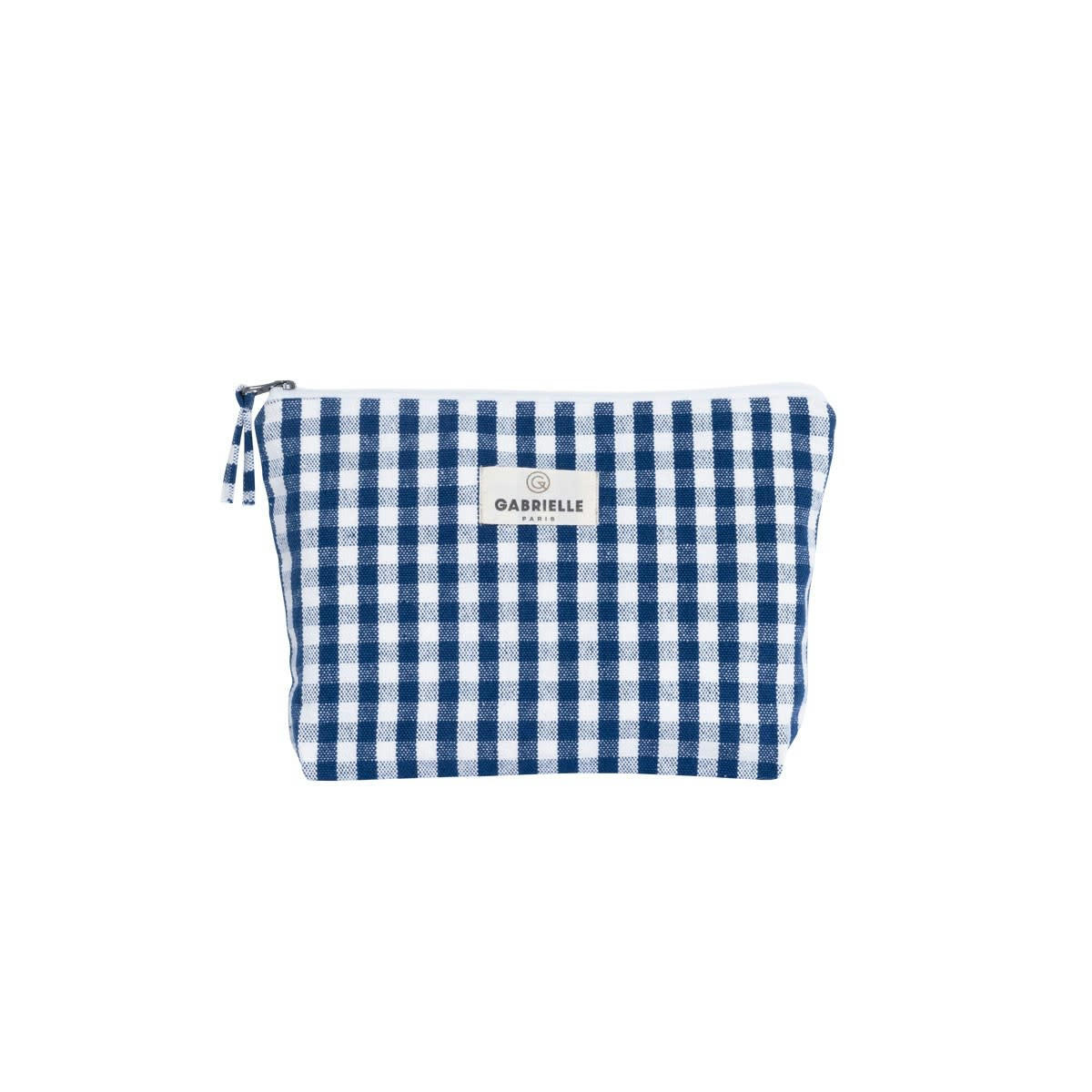ESCALE - Trousse en coton imprimé vichy bleu