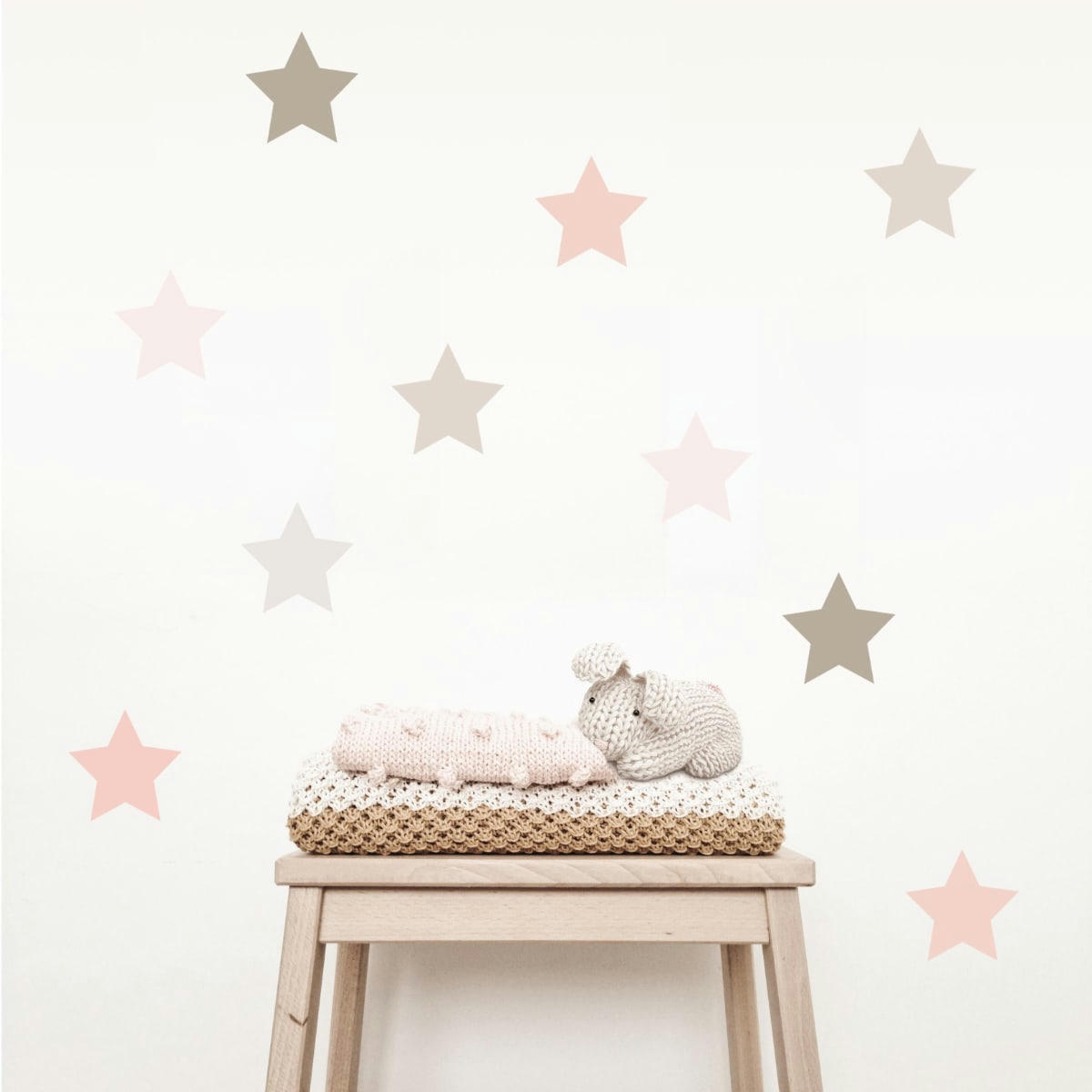 STARS1 - Stickers mureaux en vinyle étoiles rose et gris tourterelle