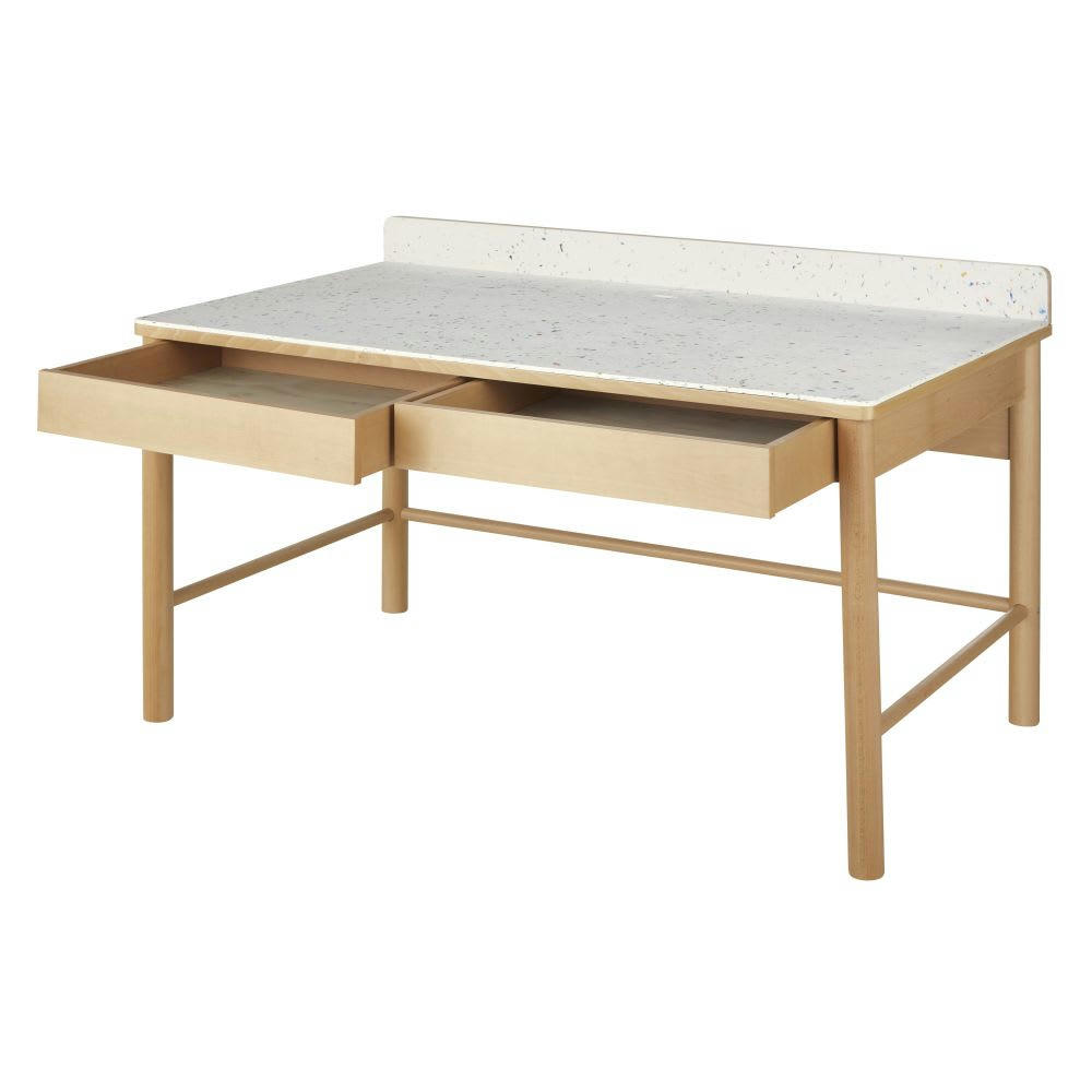 CALLAIS - Bureau professionnel en plastique recyclé Le Pavé® effet terrazzo L140