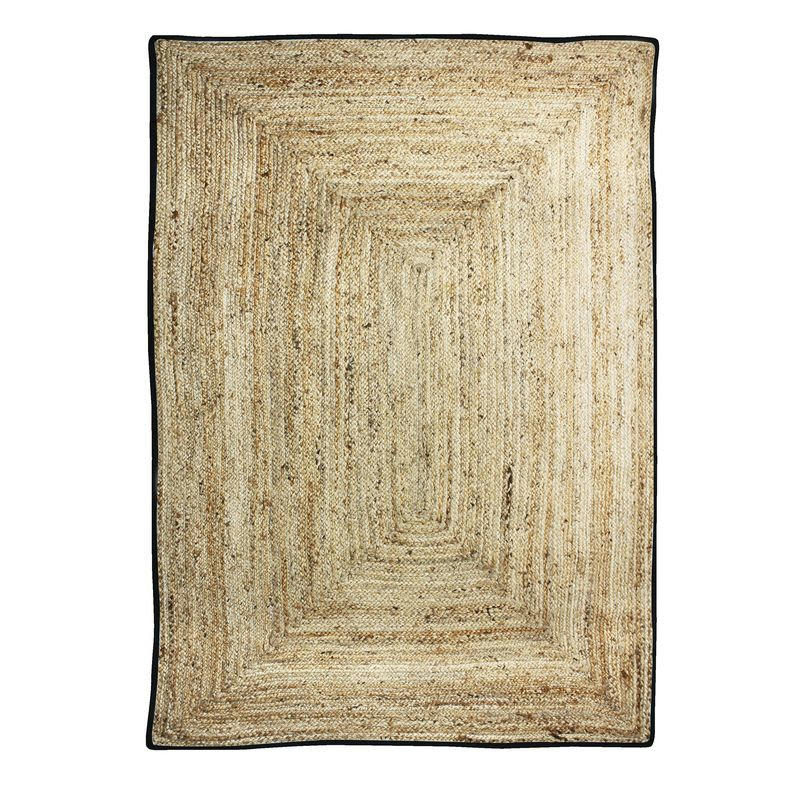 FUNNY - Tapis en jute et coton bande noire 160x230