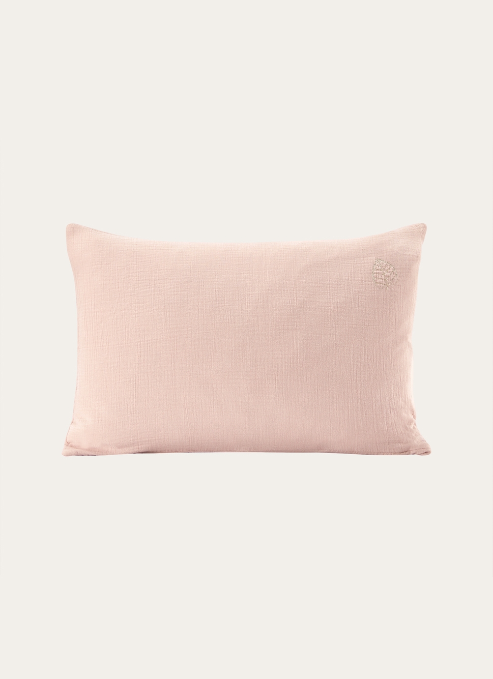 TAIE BÉBÉ EN GAZE DE COTON BRODERIE FEUILLE ROSE