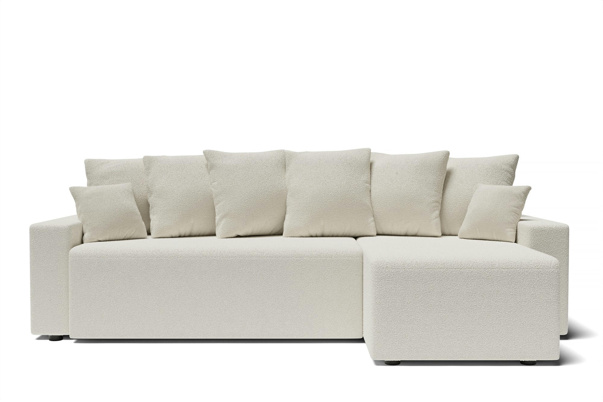 ALMA - Canapé d'angle convertible en tissu 4 places blanc