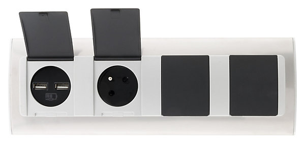 Multiprise d'angle à clapets 3 prises   2 USB
