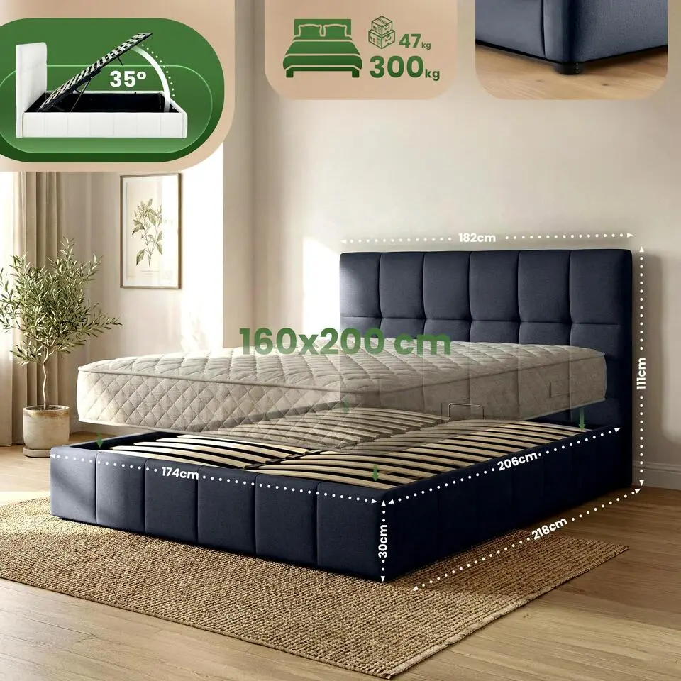 CLP Bed Ladia 111x182x218 cm - donkergrijs