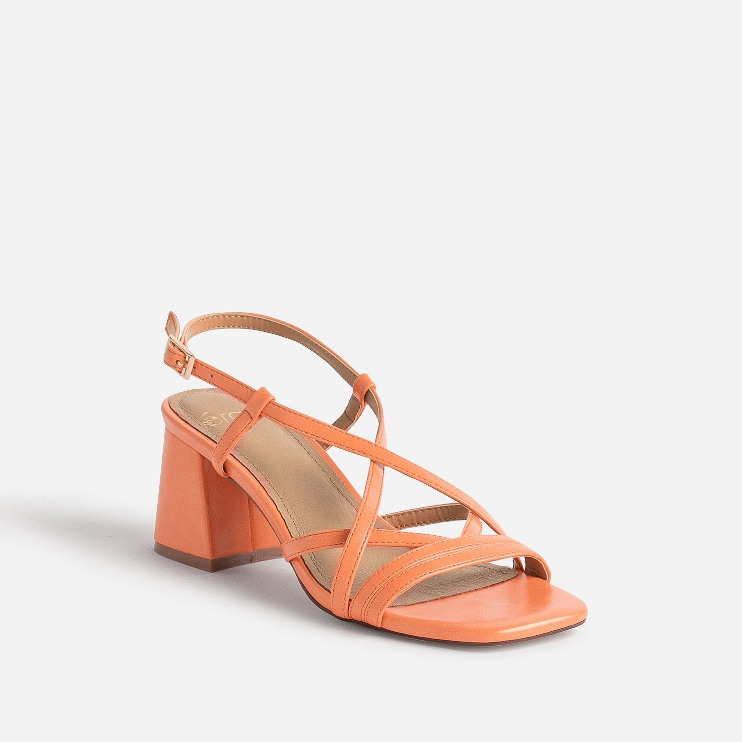 Sandales à talon orange
