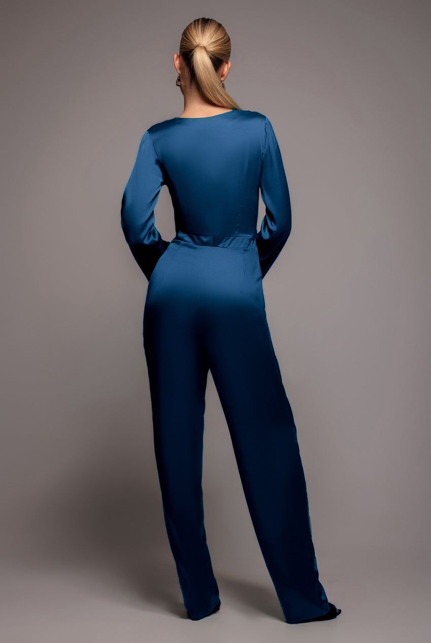 Goddiva Cut Out Satin Jumpsuit