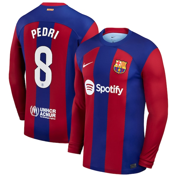 Pedri Barcelona Nike 2023/24 Home Replica Long Sleeve Jersey - Royal