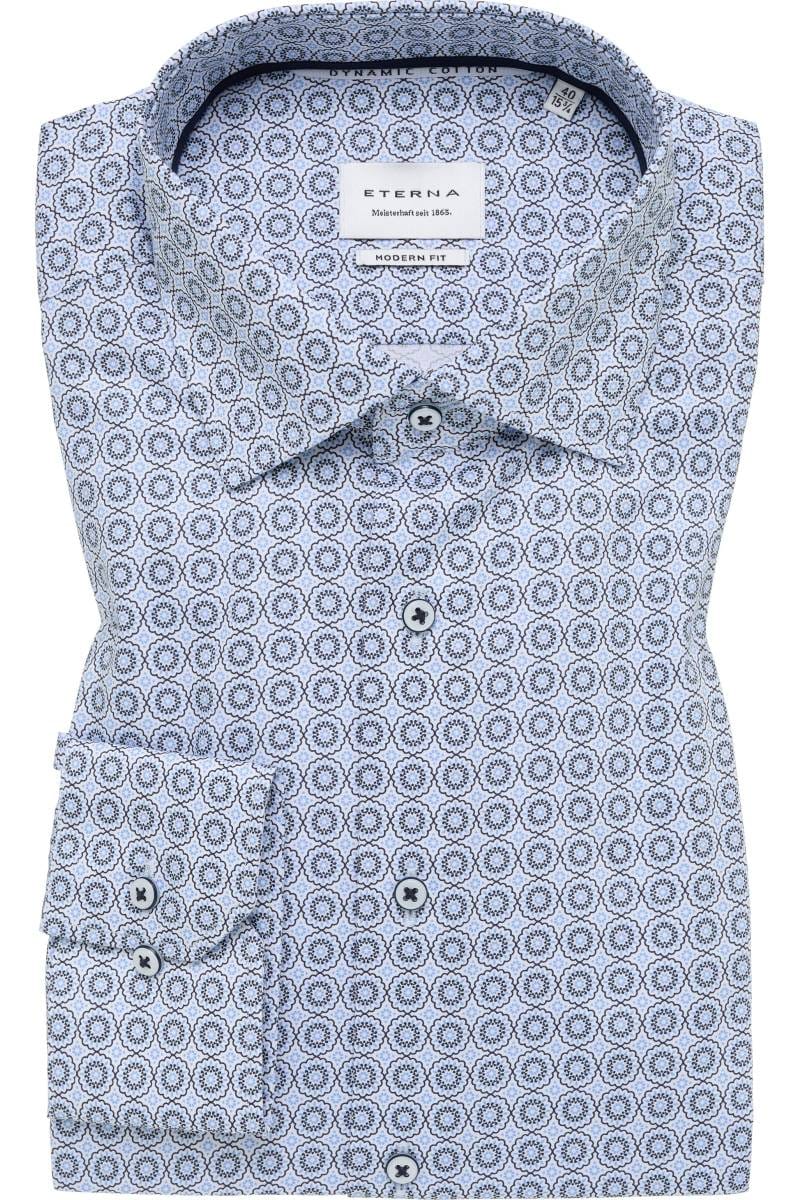 ETERNA Modern Fit Dynamic Cotton Hemd blau, Bedruckt (super langer Arm)
