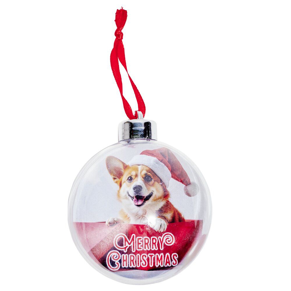 Boule de No&euml;l transparente personnalisable Ø8cm