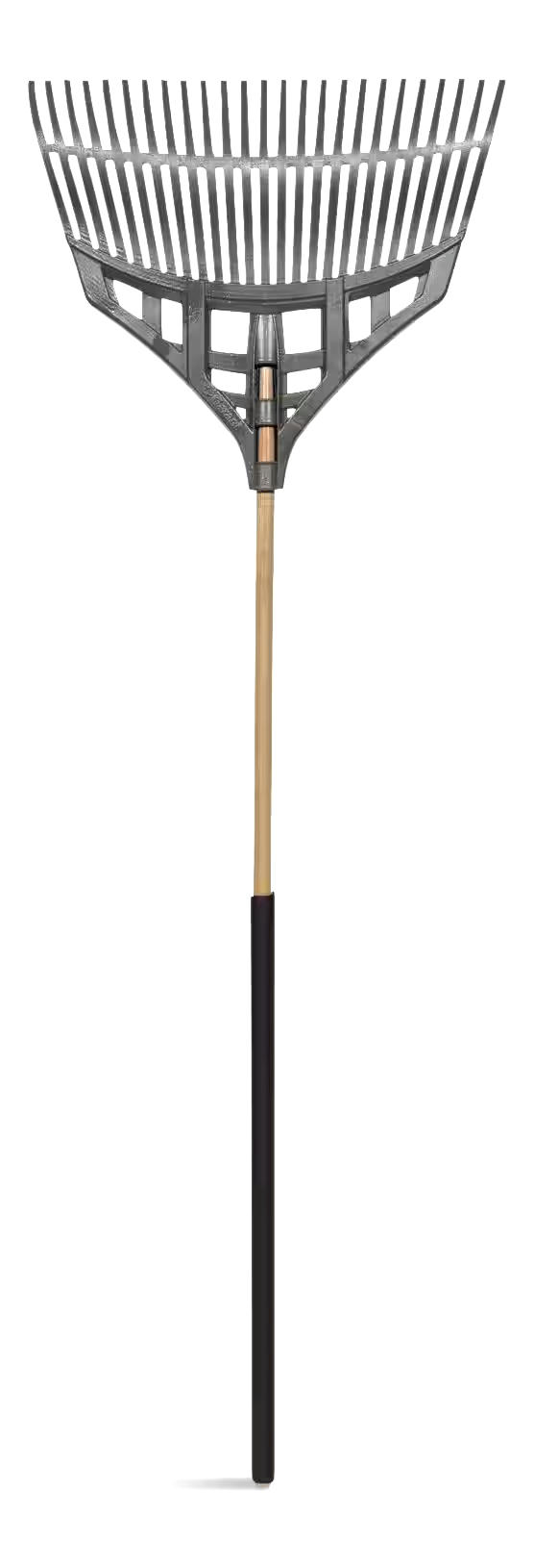 Yardworks 24-in Wide Ultra-Light Clog Free Leaf Rake, 60-in Hardwood Shaft