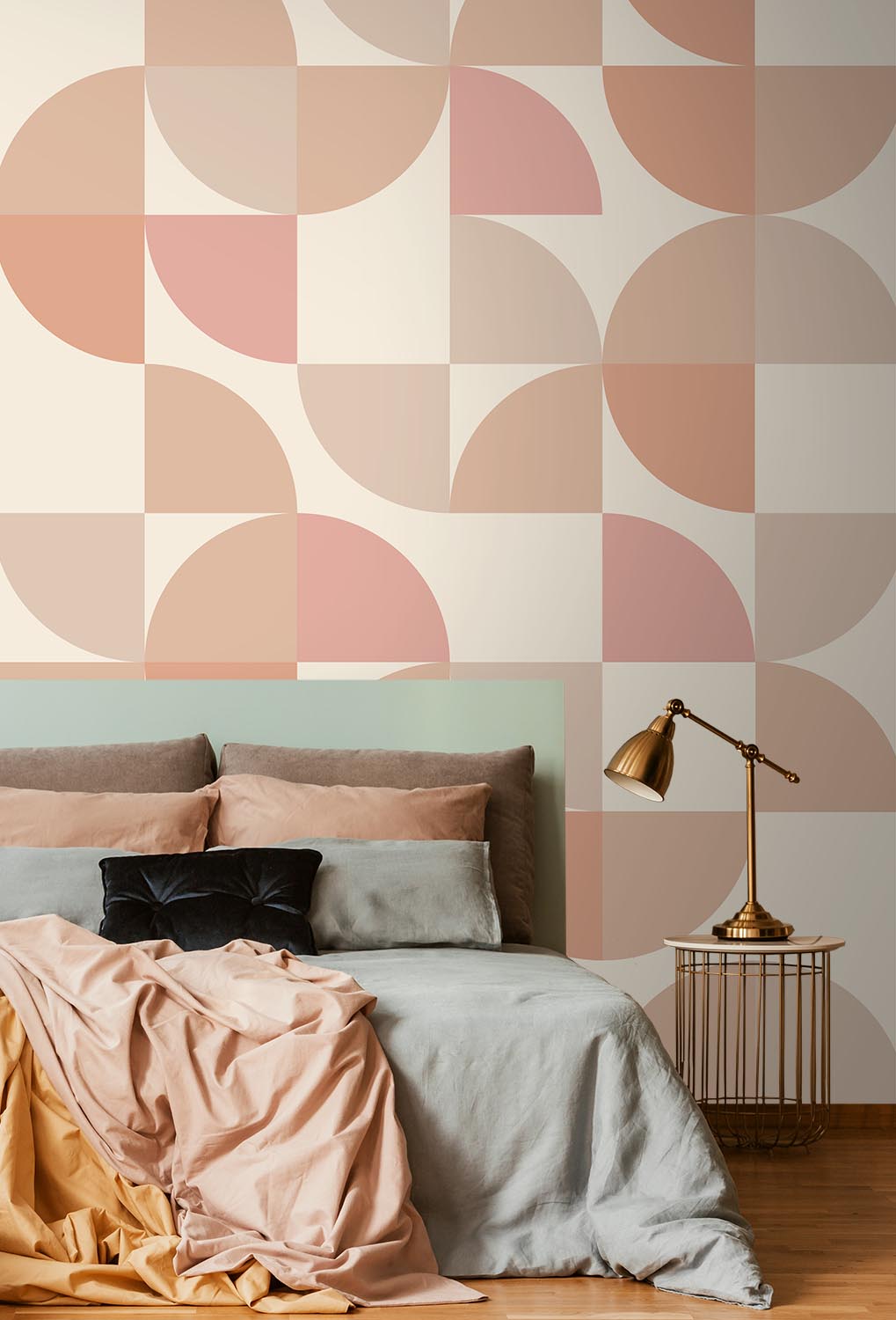 ESTAhome fotobehang geometrische vormen beige en roze - 250 x 279 cm - 159387