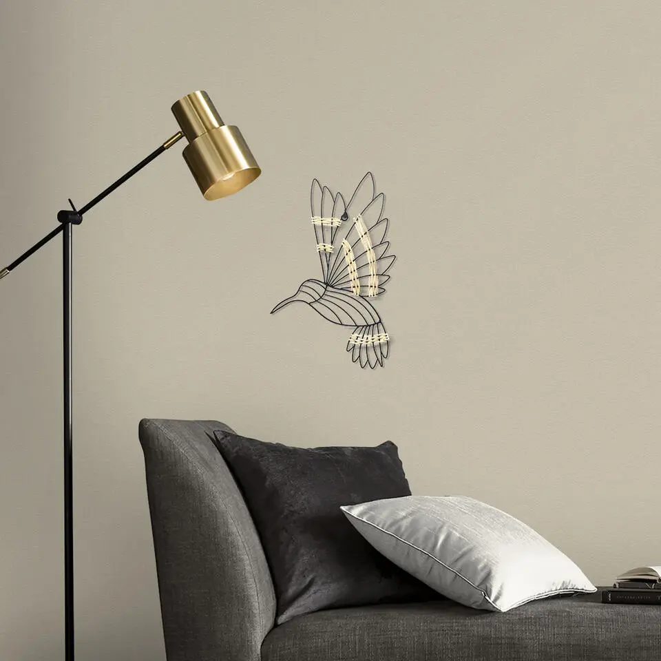 Art for the Home Metal Art Kolibrie zwart 36x26cm