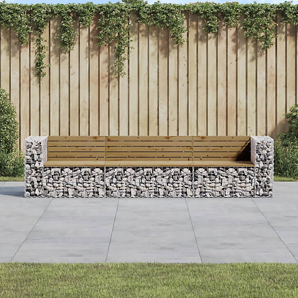 Banc de jardin design gabion 287x71x65,5cm bois de pin imprégné vidaXL