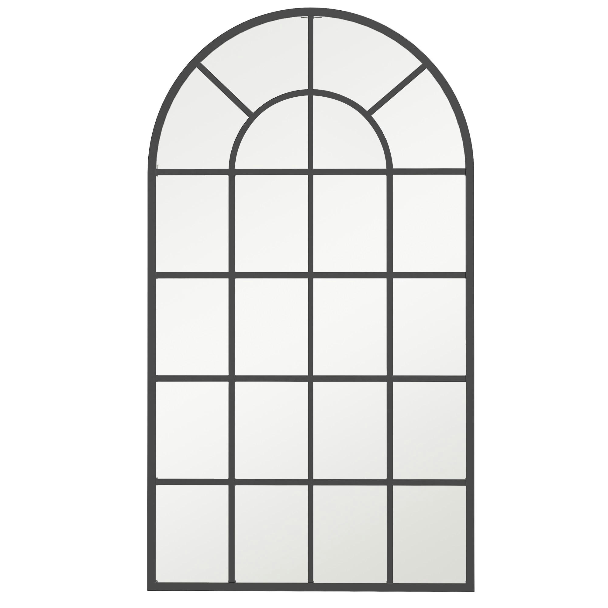 - Miroir mural style verrière style classique chic métal noir verre