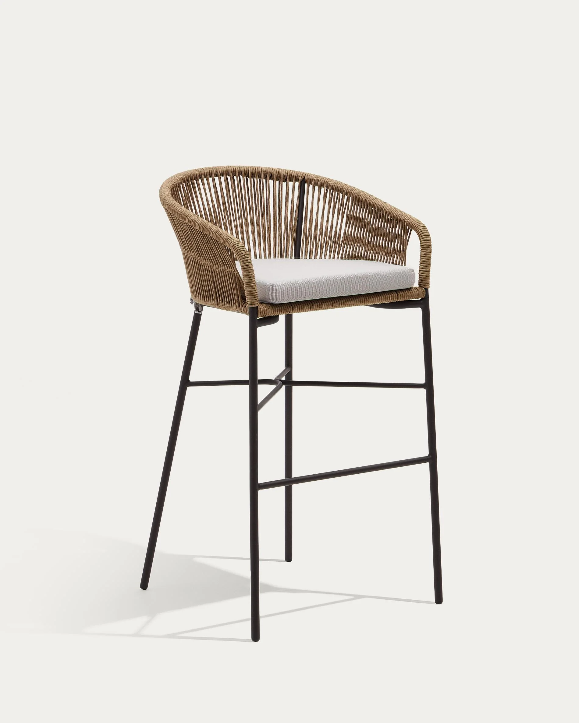 Yanet rope stool in beige 80 cm in height