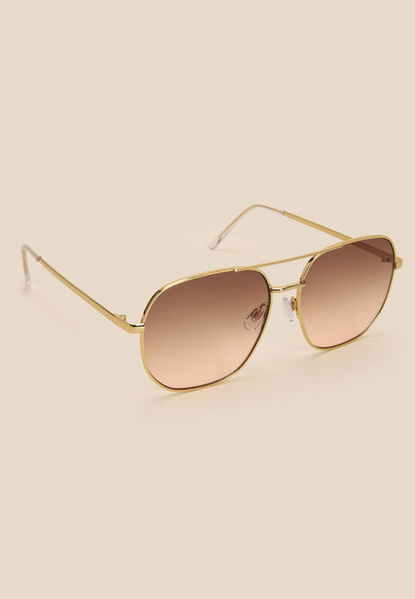 Womens Gold Frame Aviator Sunglasses