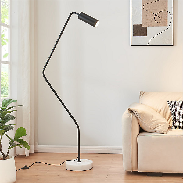 Lampadaire Vatka GU10 métal noir / marbre blanc lux.pro