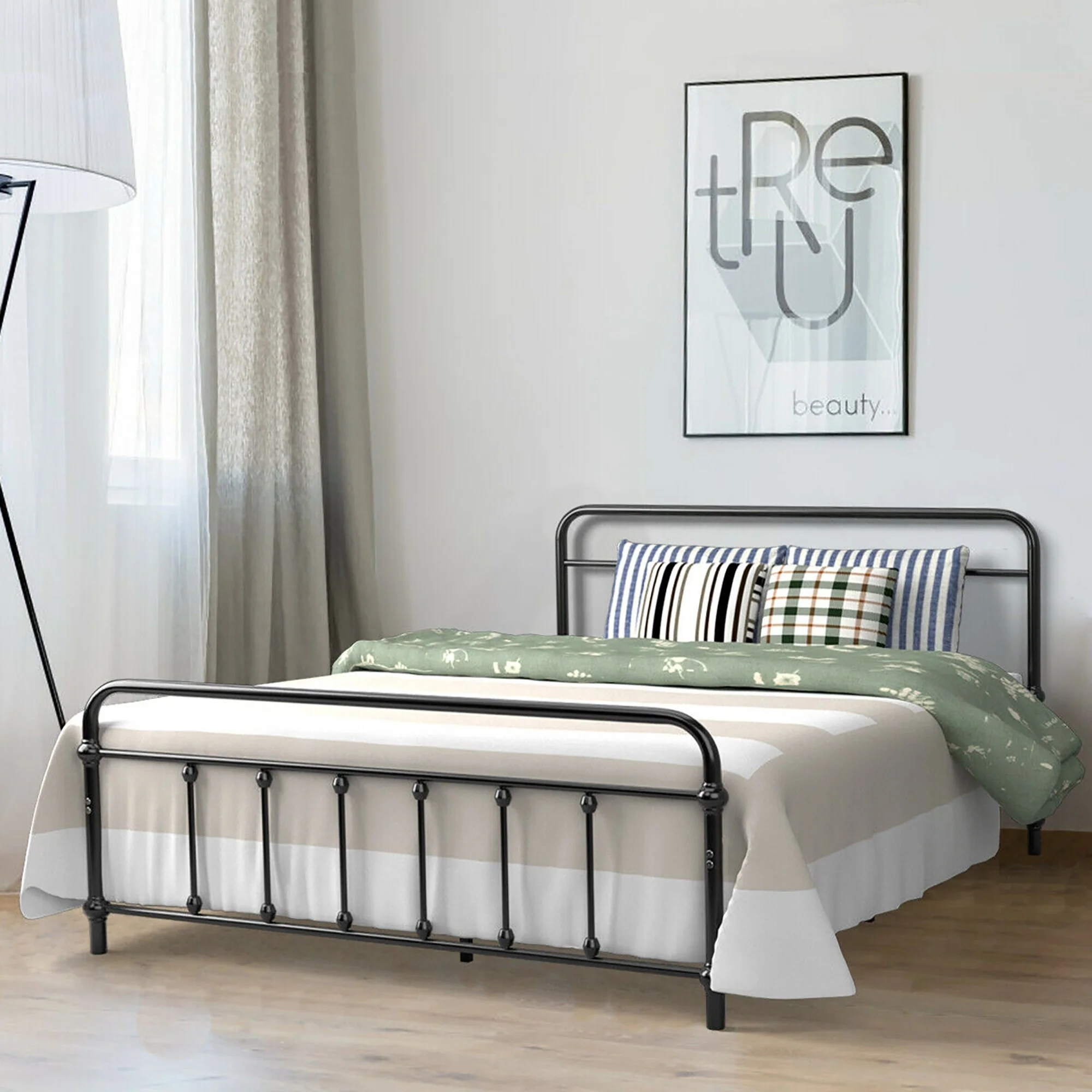 Costway Full Size Metal Bed Frame Mattress Foundation W/ Steel Slats