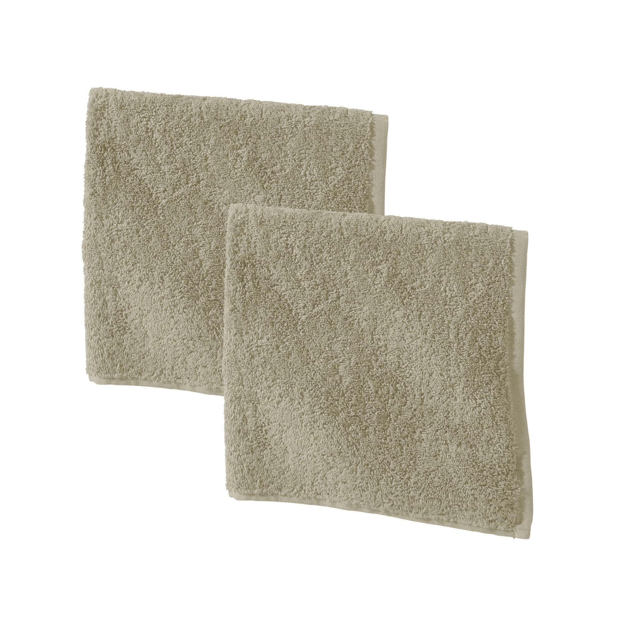 PRATIK - Lot de 2 essuie-mains 50x50 beige ficelle en coton