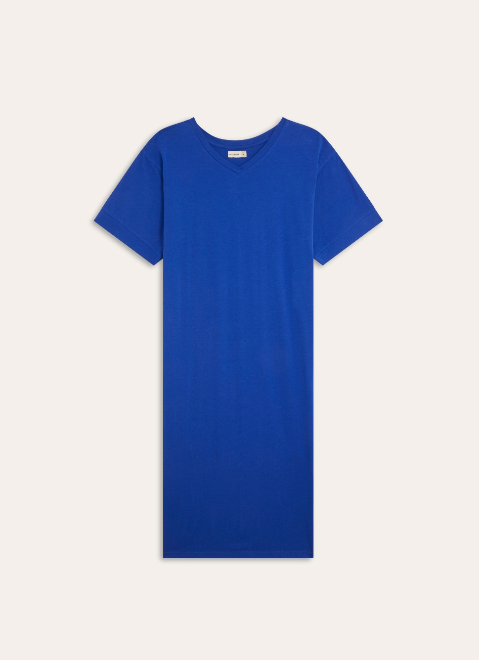 CHEMISE DE NUIT MANCHES COURTES UNI EN COTON BLEU