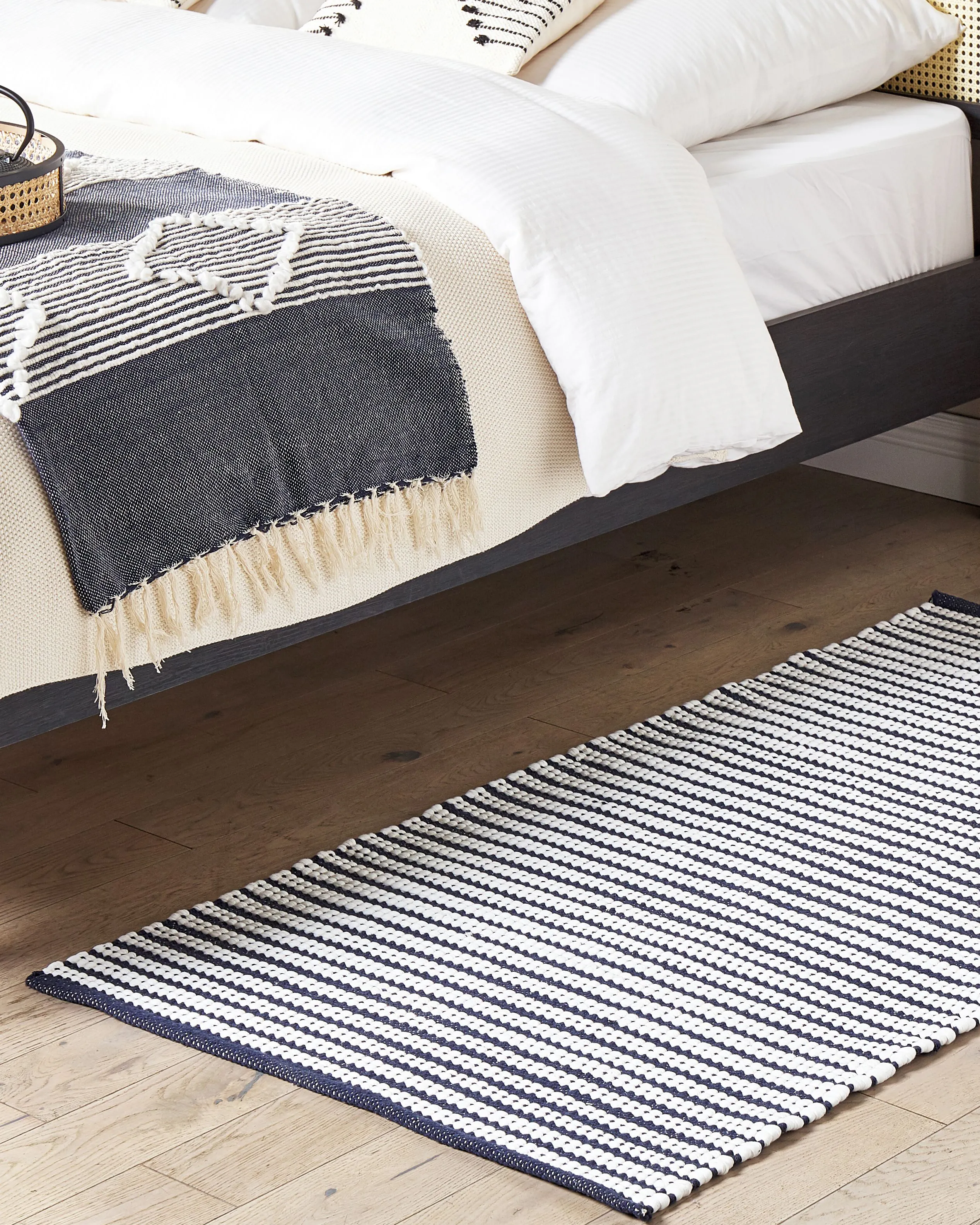 Rug SOFULU Navy Blue 80 x 150 cm Cotton