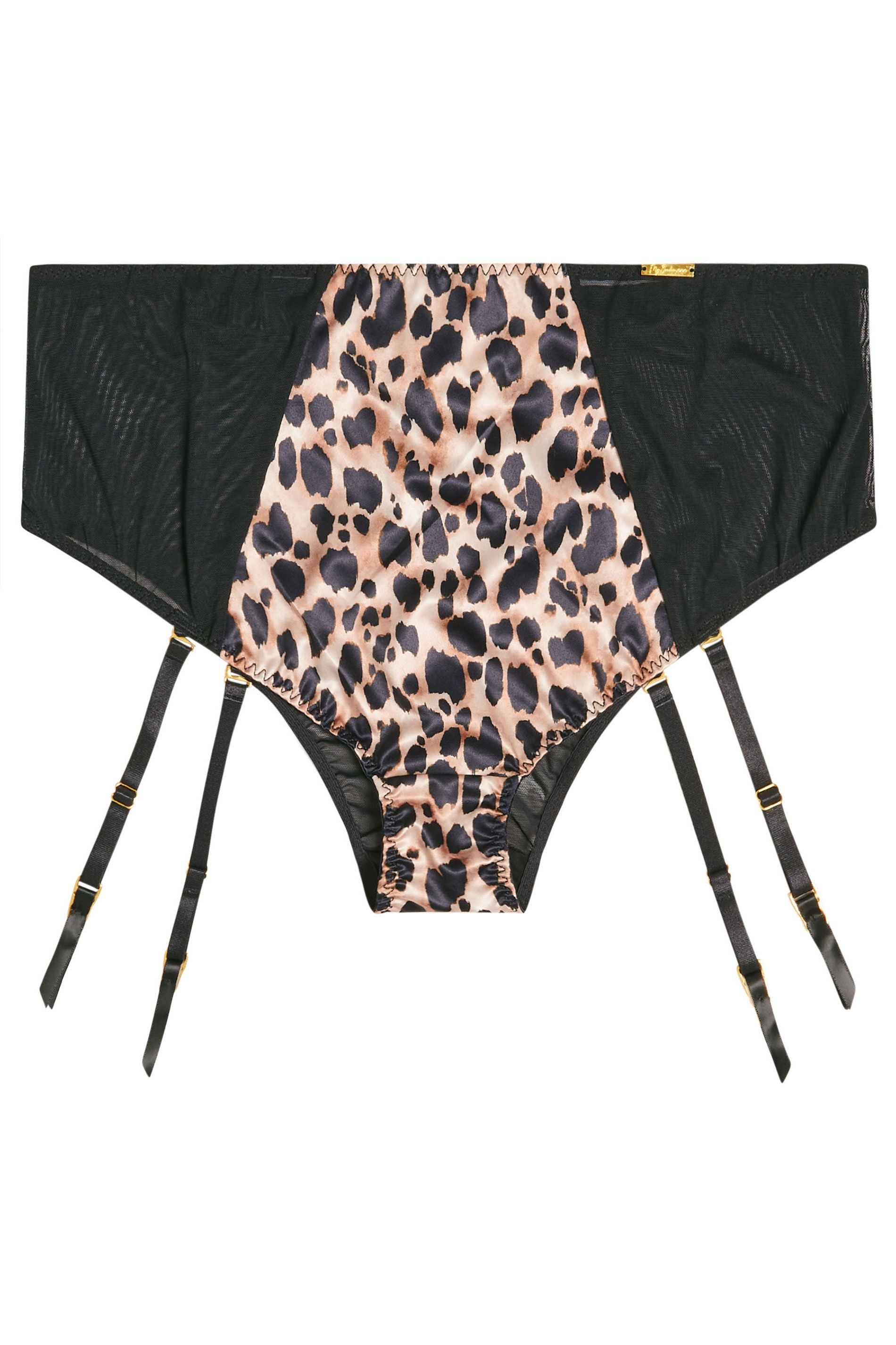 Yours Leopard Mesh Detachable Suspender Briefs