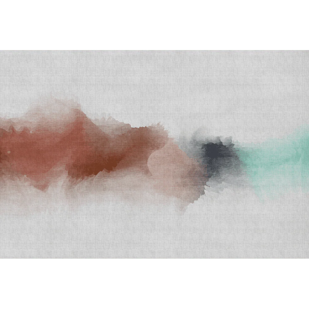 Papier peint panoramique XL INKY 400 x 270 cm rouge et vert d'eau