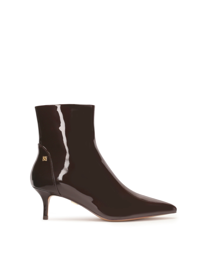 Brown patent leather duckling boots