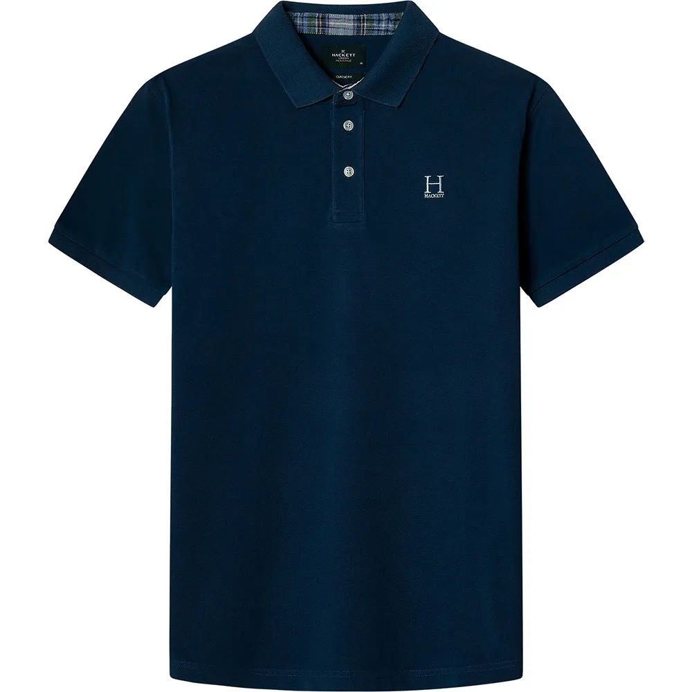 Hackett Heritage Madras Trim short sleeve polo