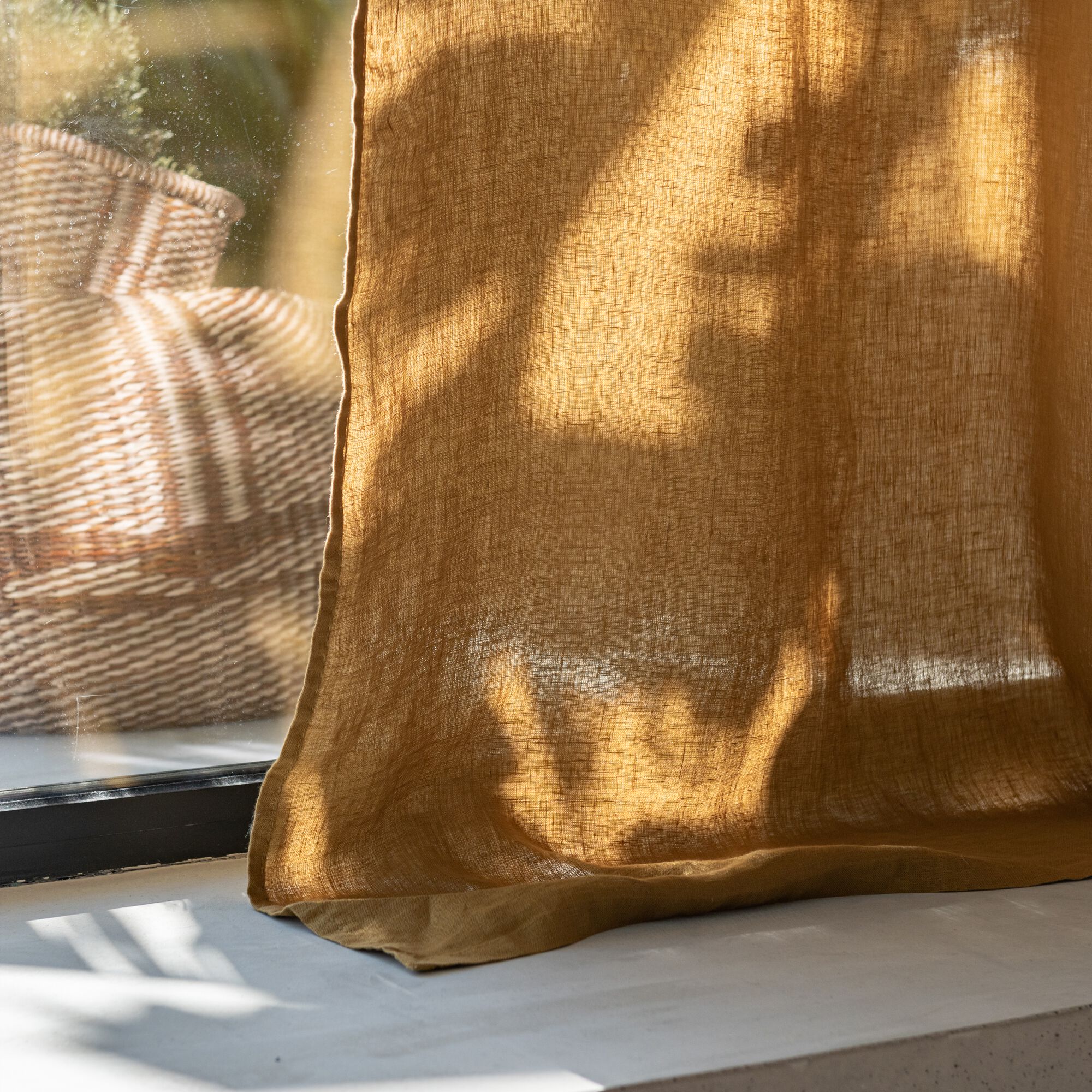 VINON - Rideau à passants cachés en lin lavé finition surpiqure 140x260cm - brun alep