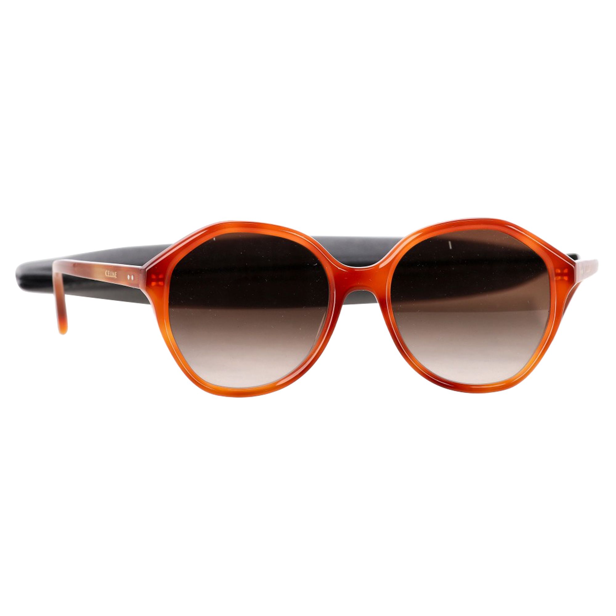 Celine Preloved Round Sunglasses in Orange Acetate