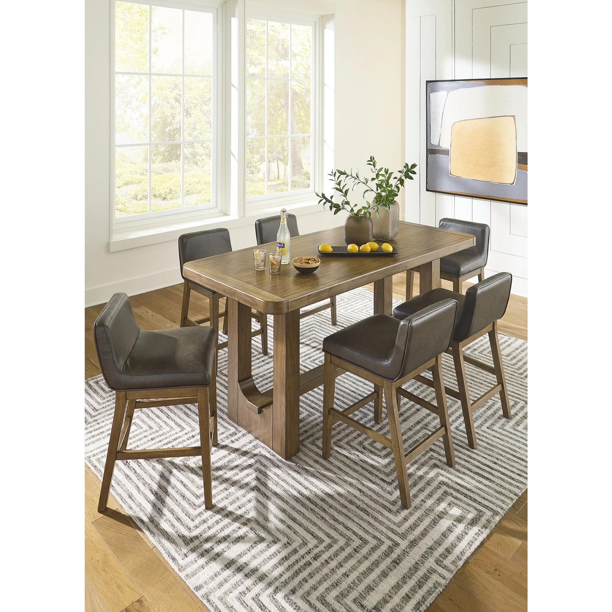 Signature Design by Ashley Cabalynn Light Brown Rectangular Dining Counter Table - 76W x 34D x 36H
