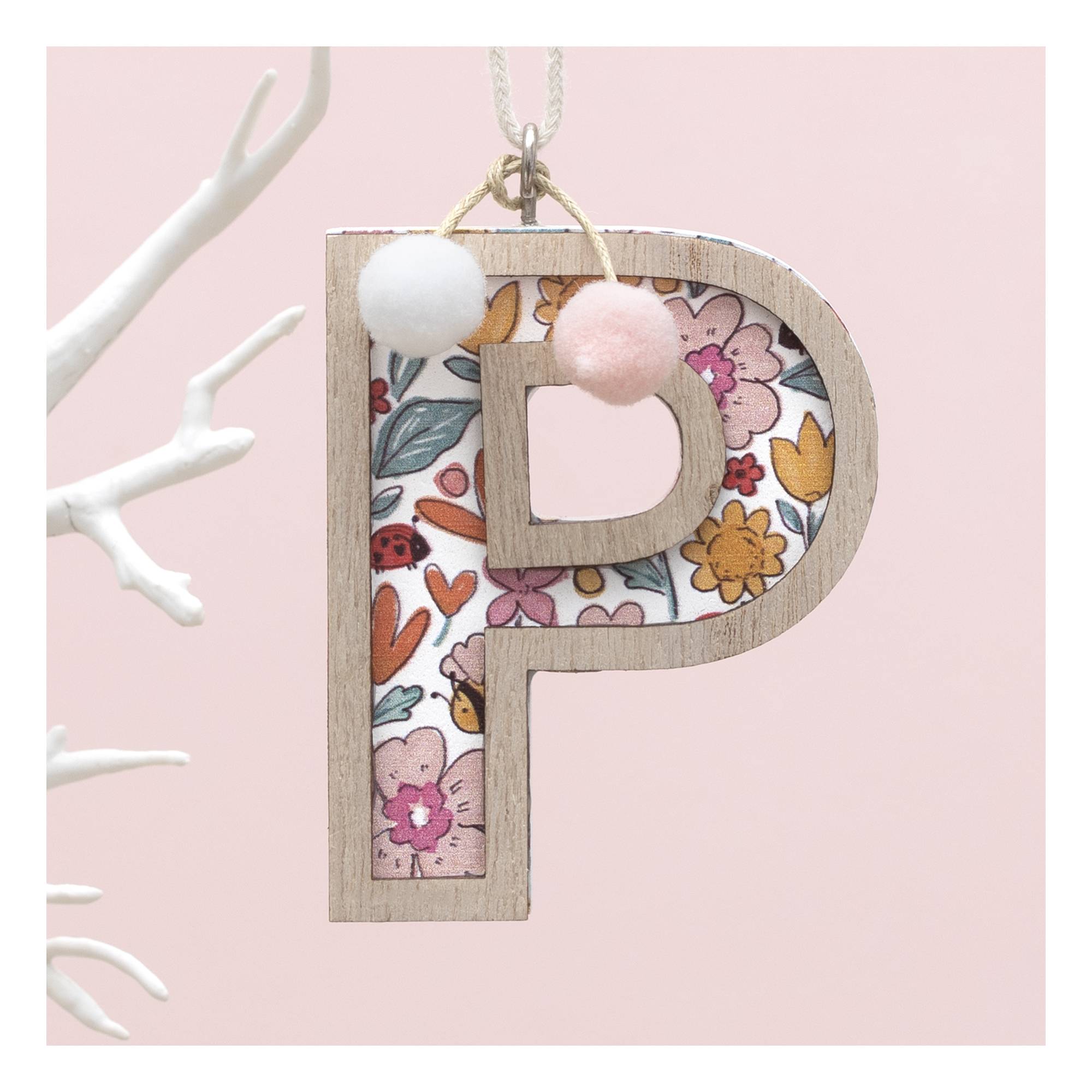 Hanging Wooden Letter P 7.5cm