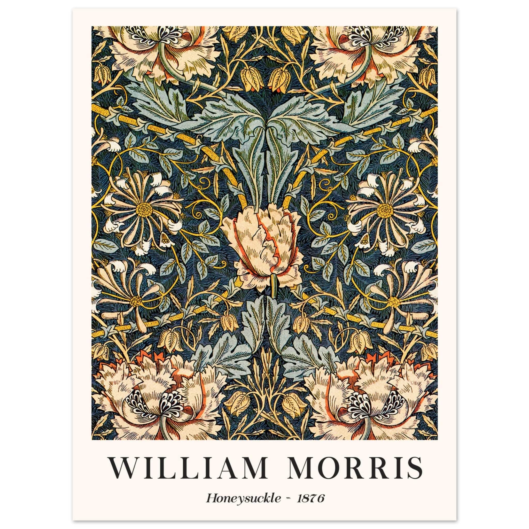 Artfulprints Poster William Morris - Honeysuckle 1876  - 30x40 cm - Donkergroen